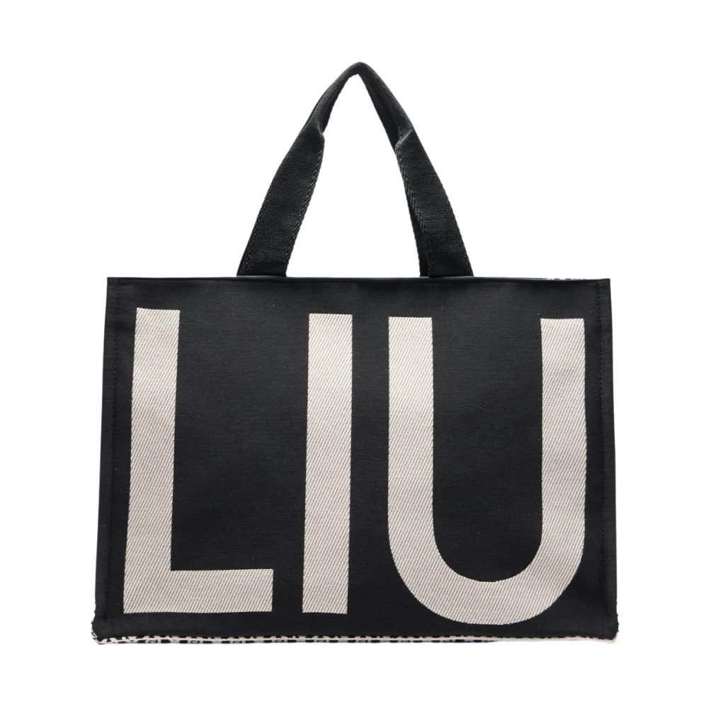 Liu Jo Zwarte Jacquard Monogram Shopper Multicolor Dames