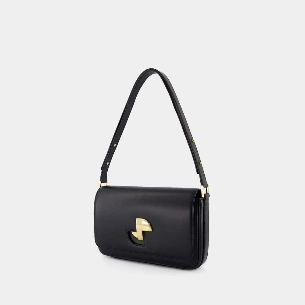 Patou Klassieke Zwarte Leren Schoudertas Black Dames