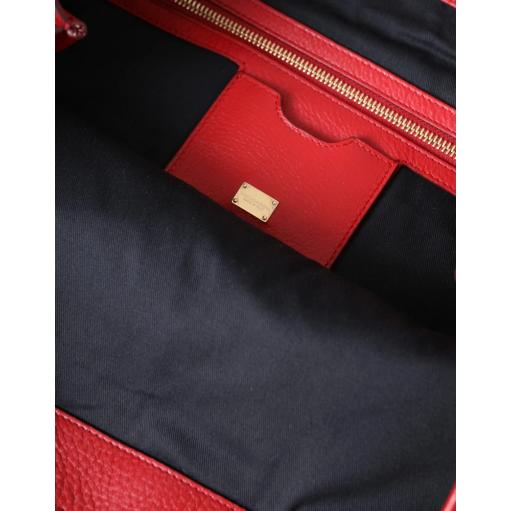 Dolce & Gabbana Rode Leren Familiewapen Winkelmand Red Dames