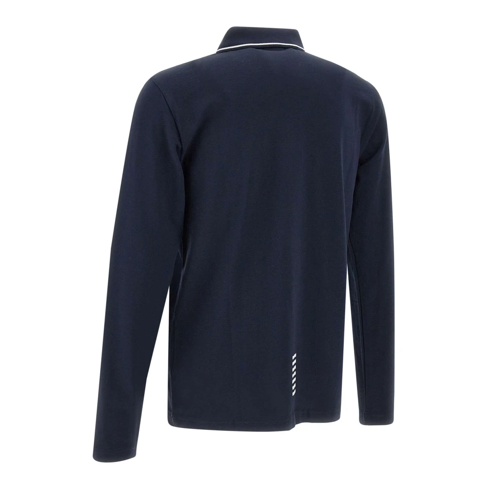Emporio Armani EA7 Navy Blue Cotton Polo Shirt Blue Heren