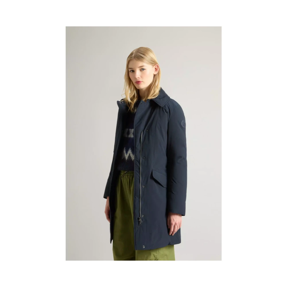 Woolrich Moderne Parka met Afneembare Capuchon Blue Dames