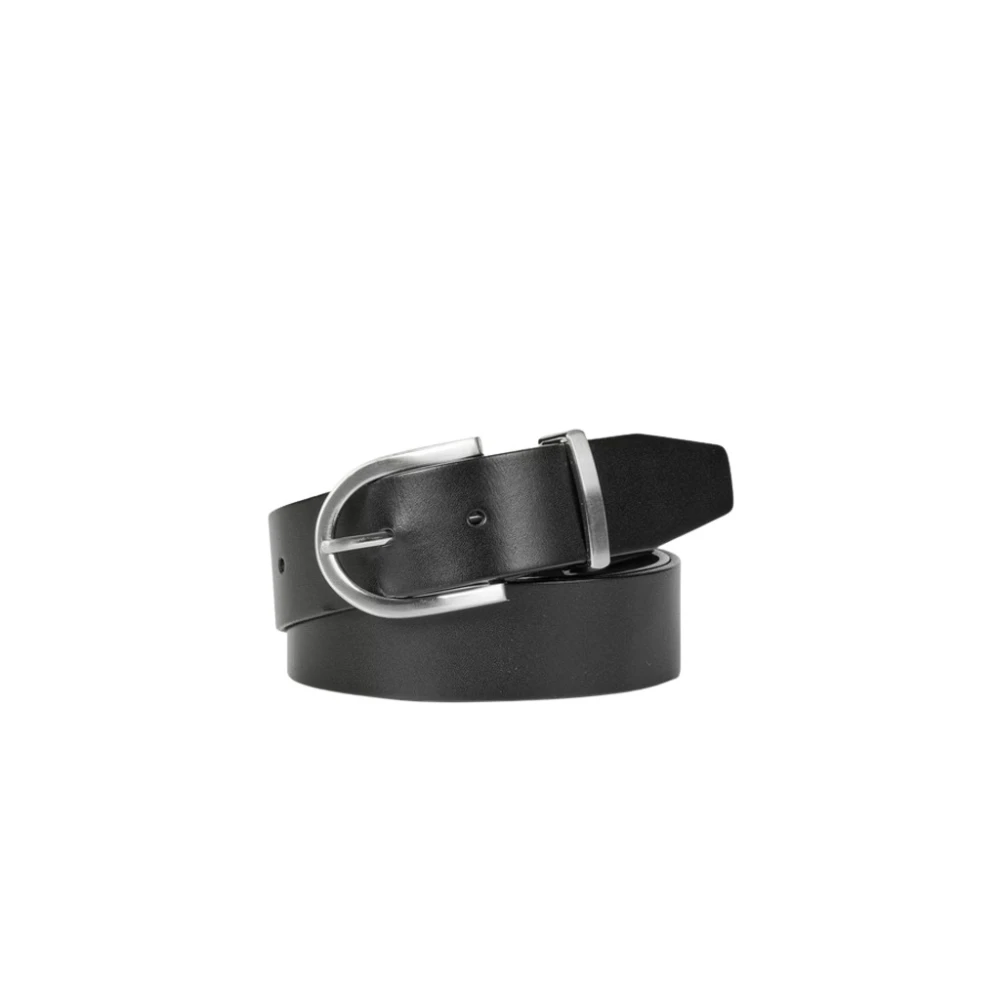 Samsøe Leren riem met zilverkleurige hardware Black Unisex