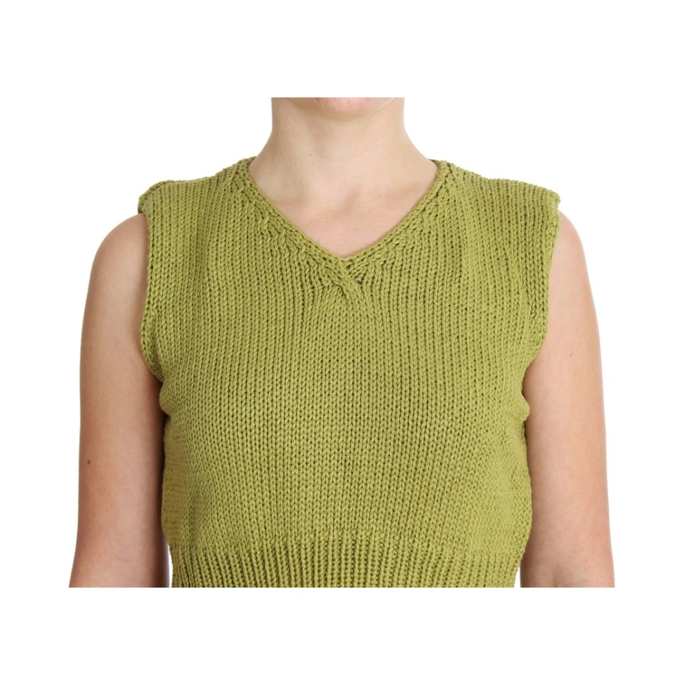 Pink Memories Elegante groene mouwloze gebreide vest Green Dames