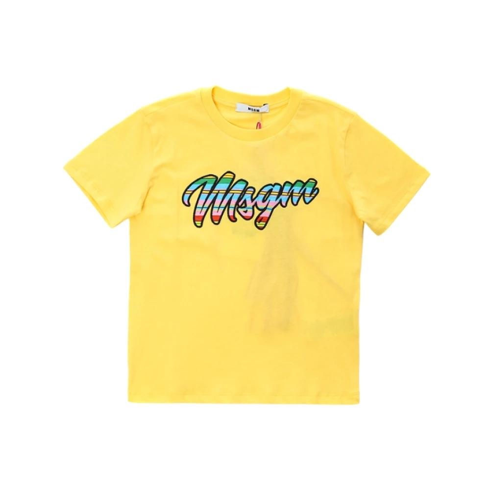 Msgm Logo T-Shirt Yellow, Flicka