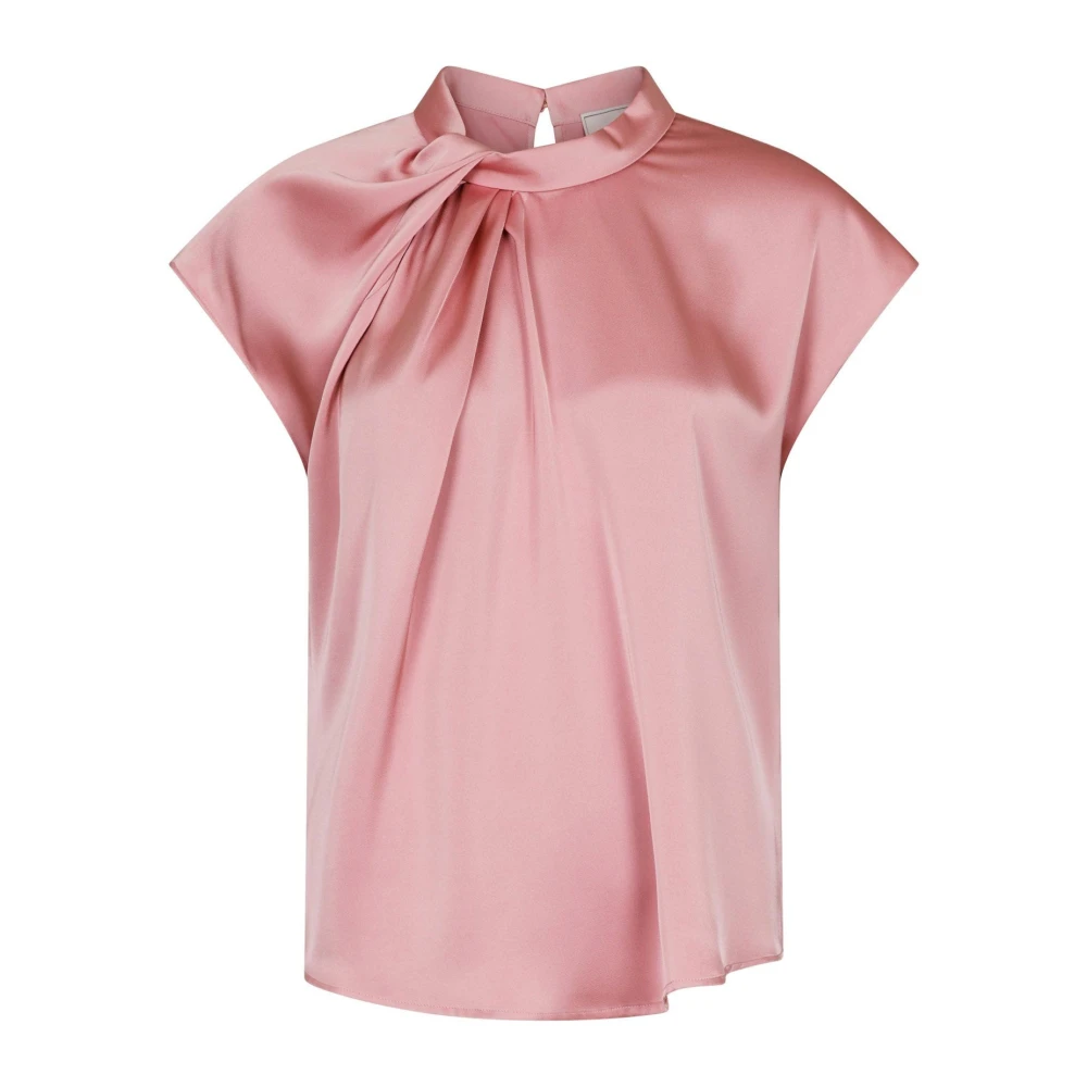 Neo Noir Pink Blouses, Female, Xl, Fleur Drapy Satin Blouse