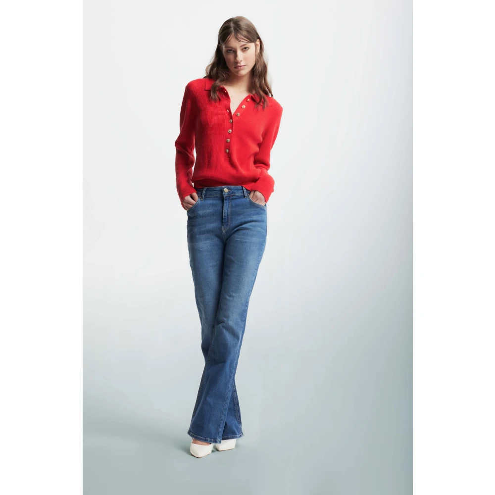 Kocca Stone-washed high-waisted straight jeans Blue Dames