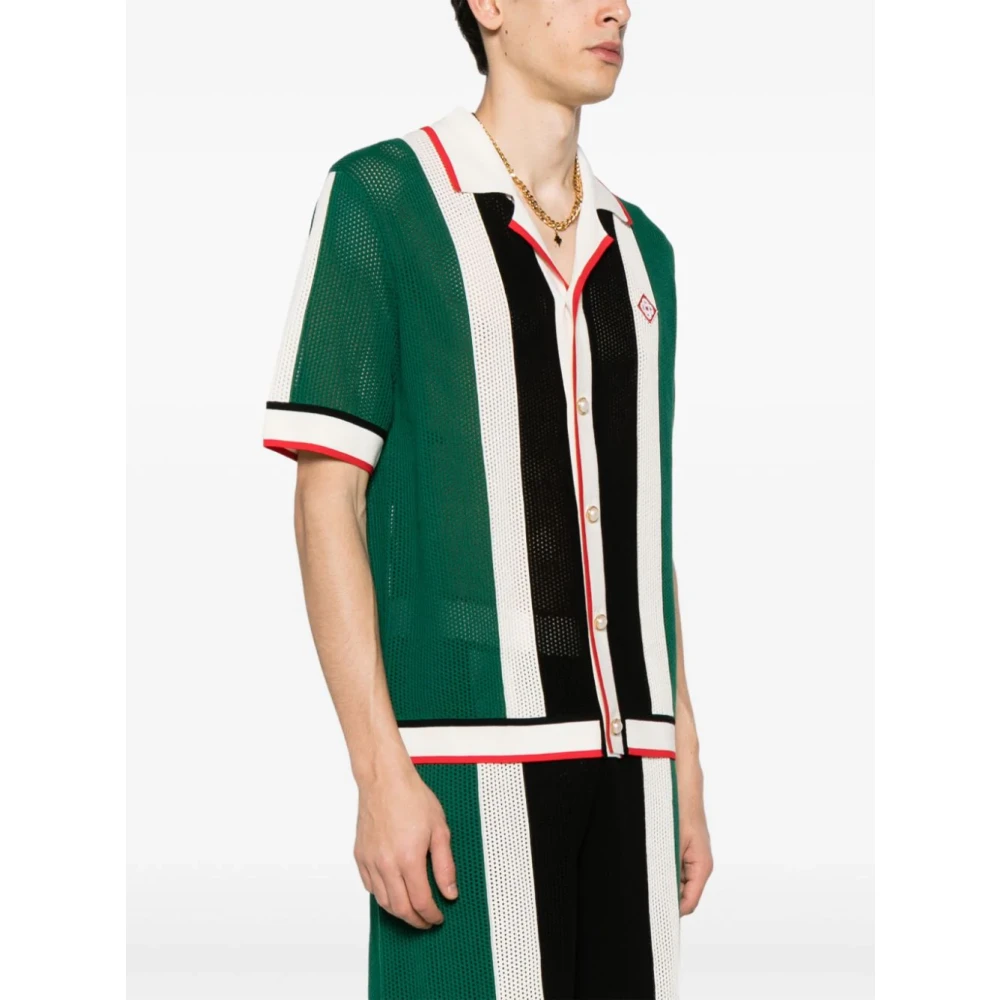 Casablanca Groene Verticale Gestreepte Shirt Multicolor Heren