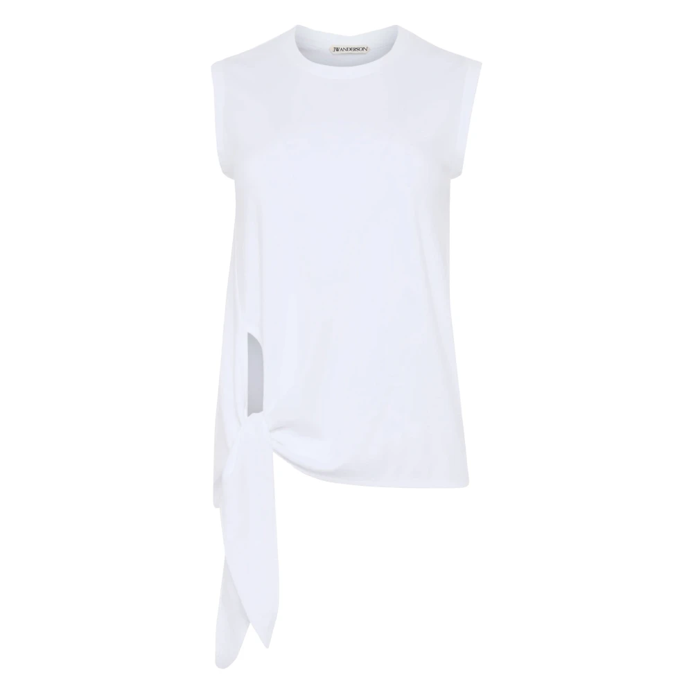 Jw Anderson Women's White Sleeveless Tops, Xs, Hem Knot Tank Top