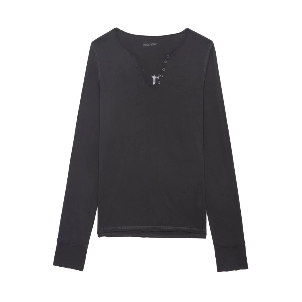 Zadig & Voltaire Donkergrijze Henley Hals Trui Gray Dames