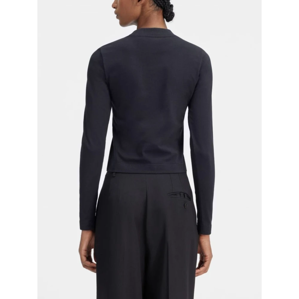 Jacquemus Lange Mouw Ribgebreid T-shirt Black Dames