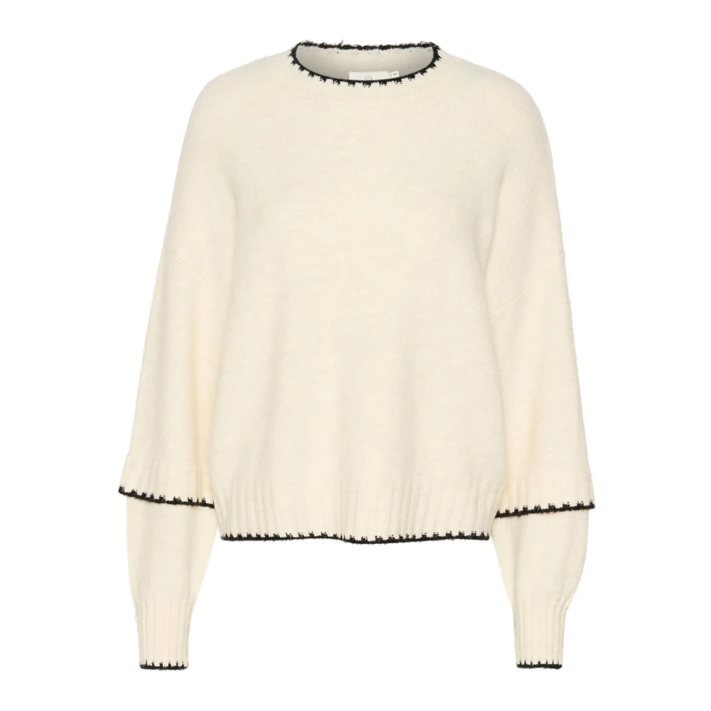 Kaffe Gebreide trui met ballonmouwen Beige Dames
