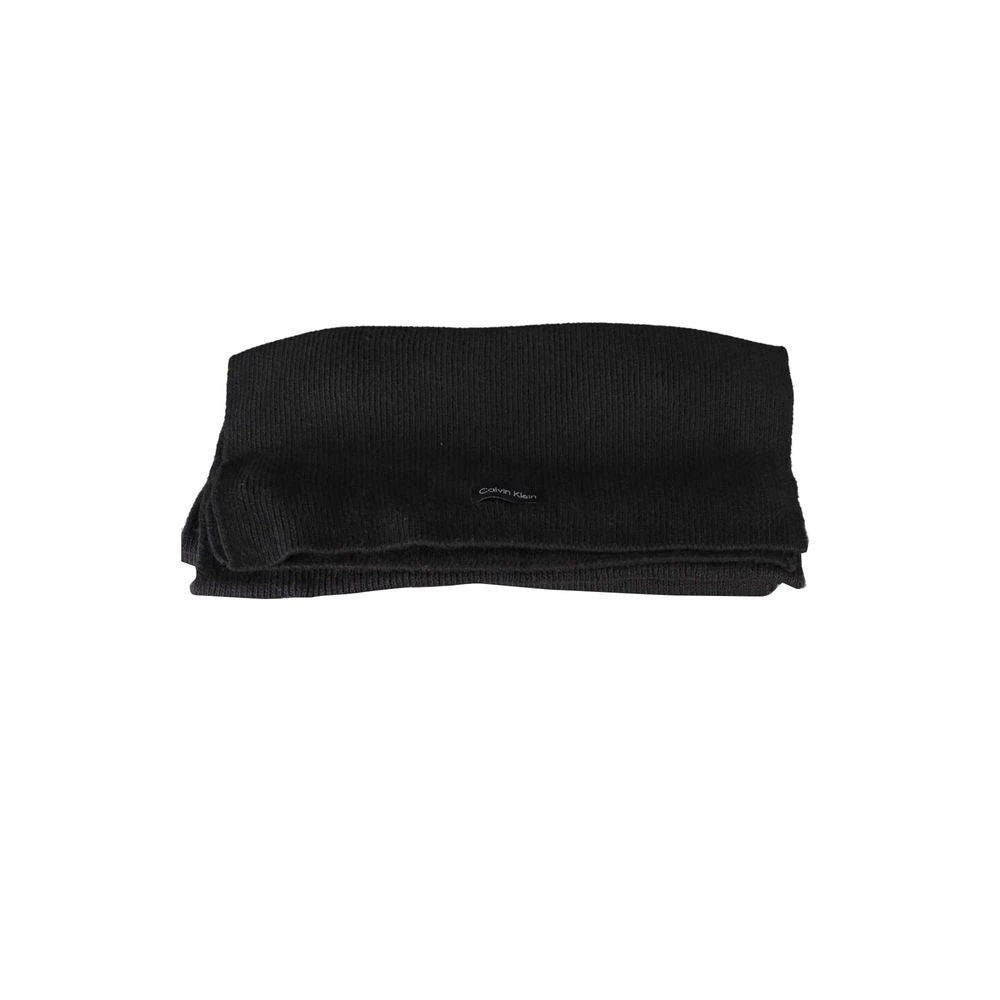 Calvin Klein Women's Black Elegant Embroidered Cotton-Cashmere Scarf