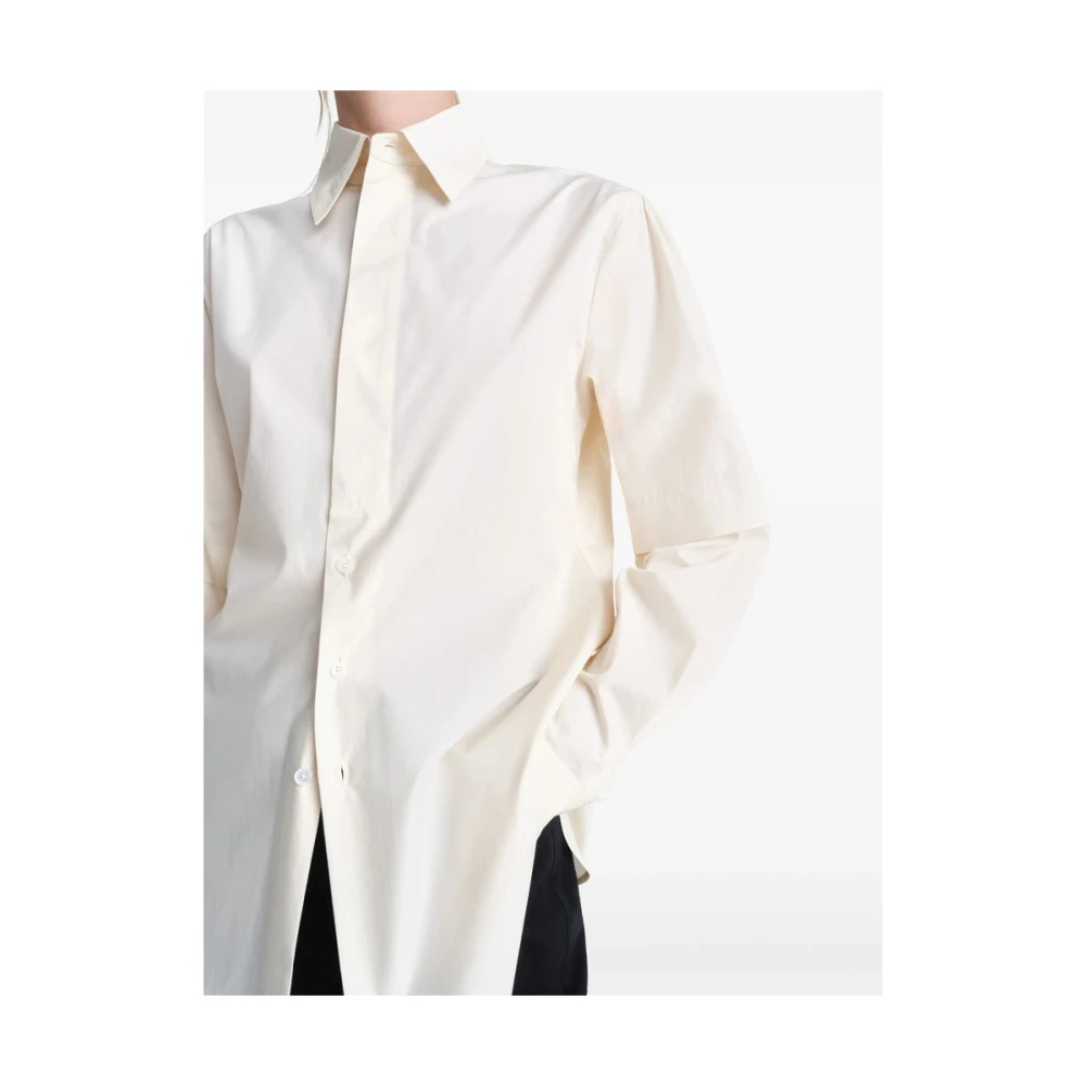Lemaire Beige Overhemd met Opstaande Kraag en Korte Splitten Beige Dames