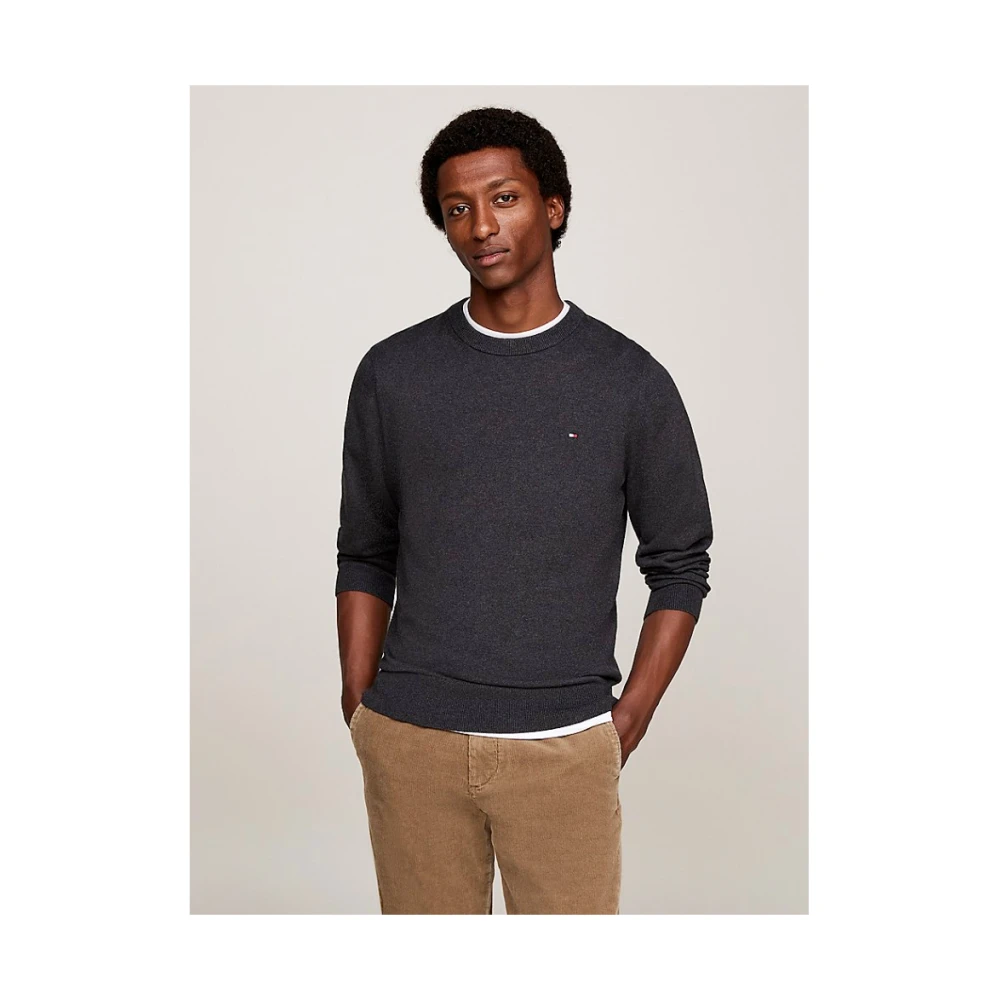 Tommy Hilfiger Grijze Gebreide Trui Regular Fit Gray Heren
