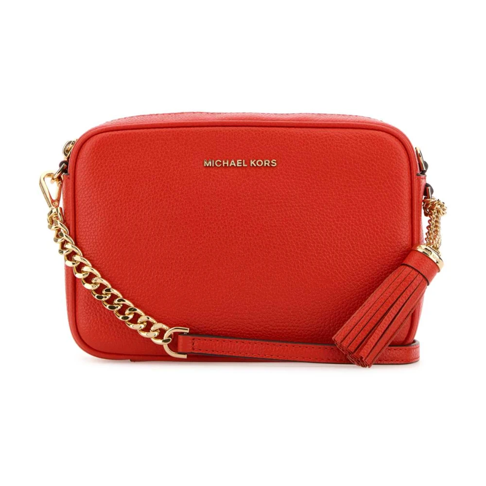 Michael Kors Ginny Lederen Crossbody Tas Red Dames