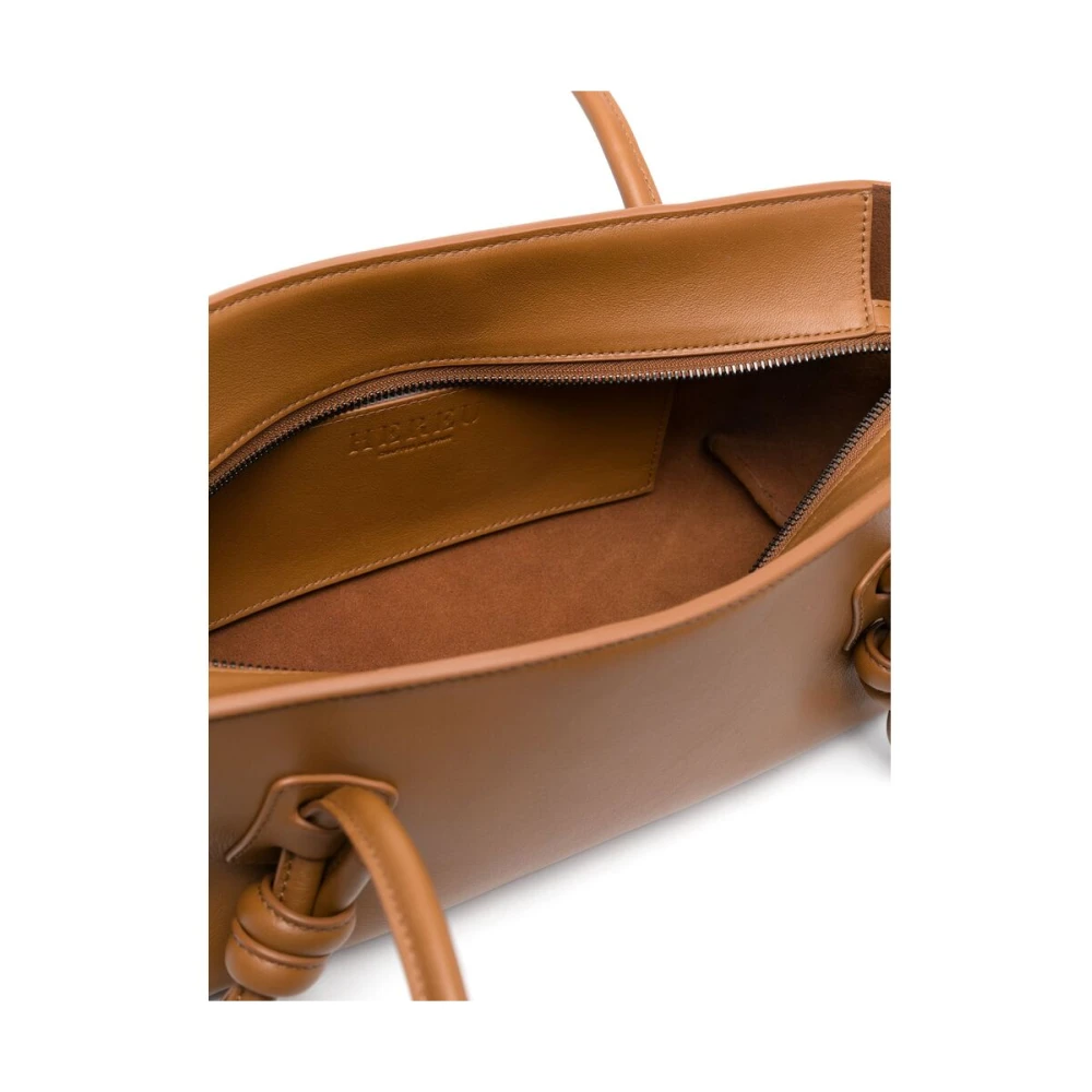 Hereu Bruine Knoopdetail Schoudertas Brown Dames