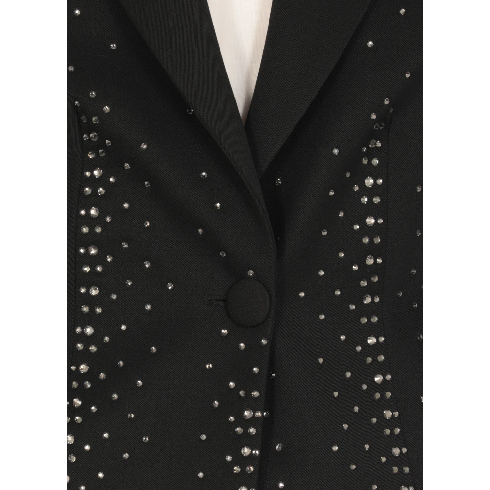 The Attico Zwarte wollen blazer met pieklapel Black Dames