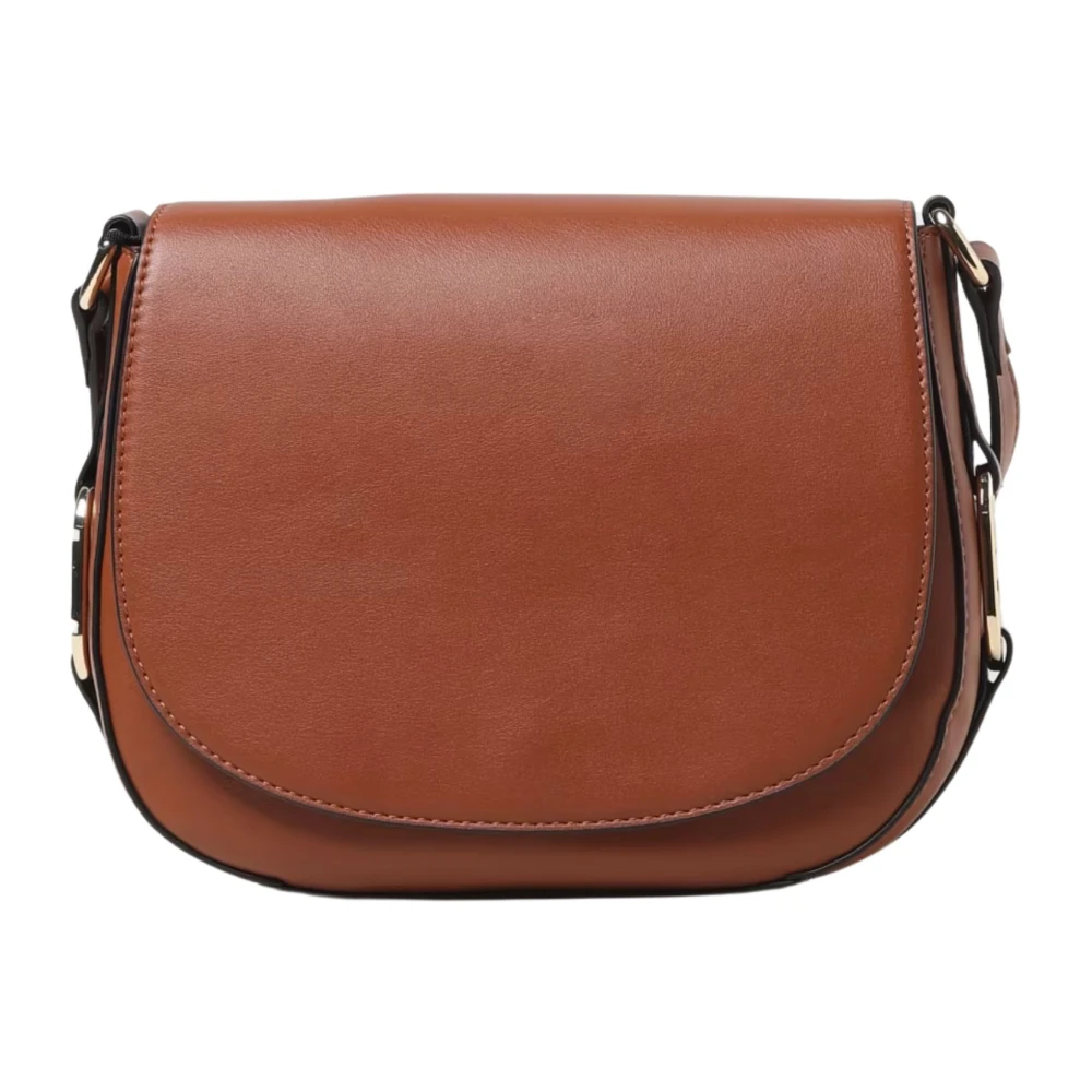 Twinset Bruine leren schoudertas ronde vorm Brown Dames