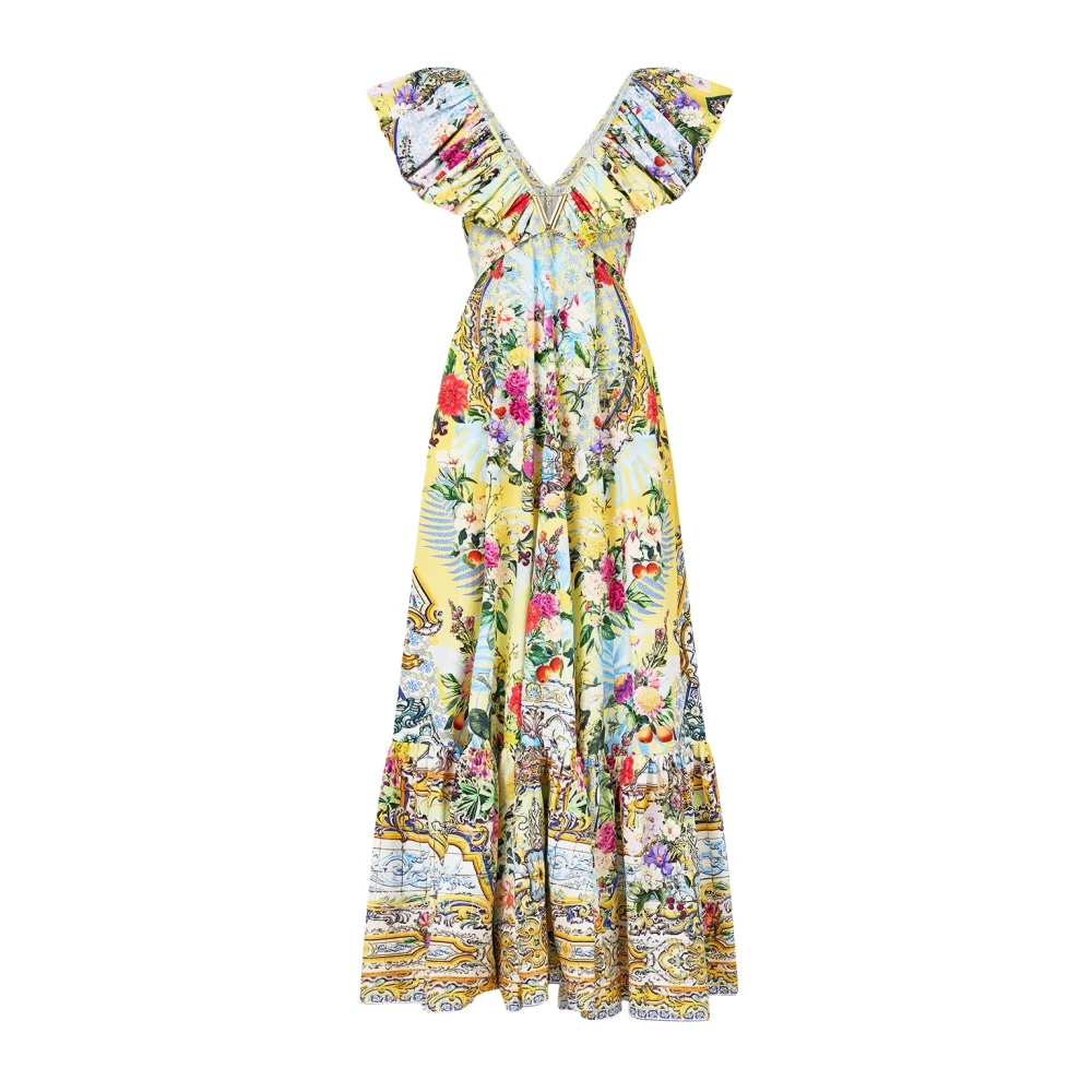Camilla Frill Neck Jurk met Hardware Flor Fantástica Multicolor Dames