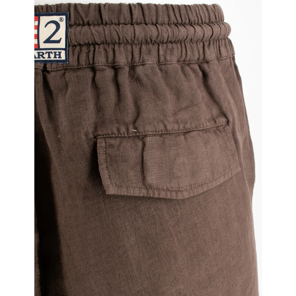 MC2 Saint Barth Linnen Trekkoord Bermuda Shorts Brown Heren