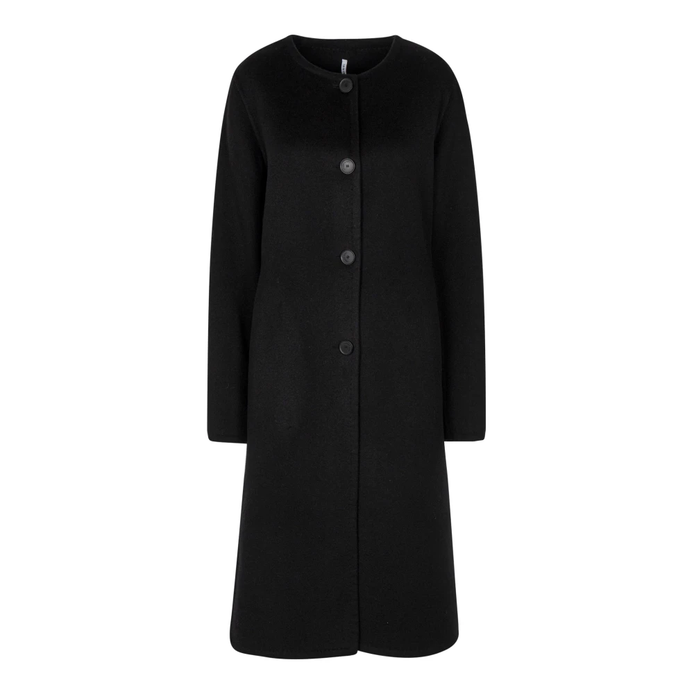 Liviana Conti Wollen jas met knoopsluiting Black Dames