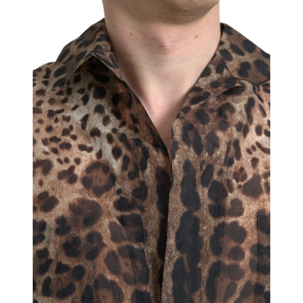 Dolce & Gabbana Luipaard Knoopsluiting Casual Shirt Brown Heren