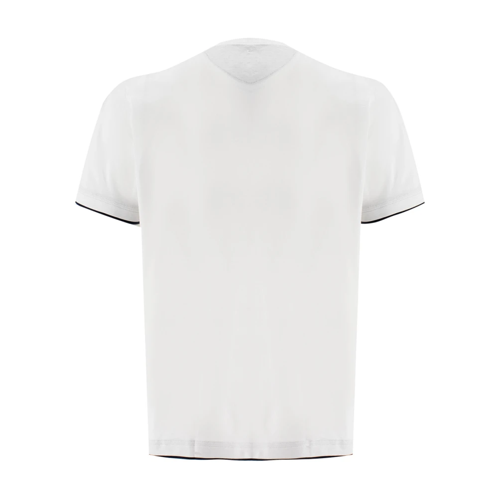 Eleventy Contrast Katoenen T-shirt met Front Motif White Heren