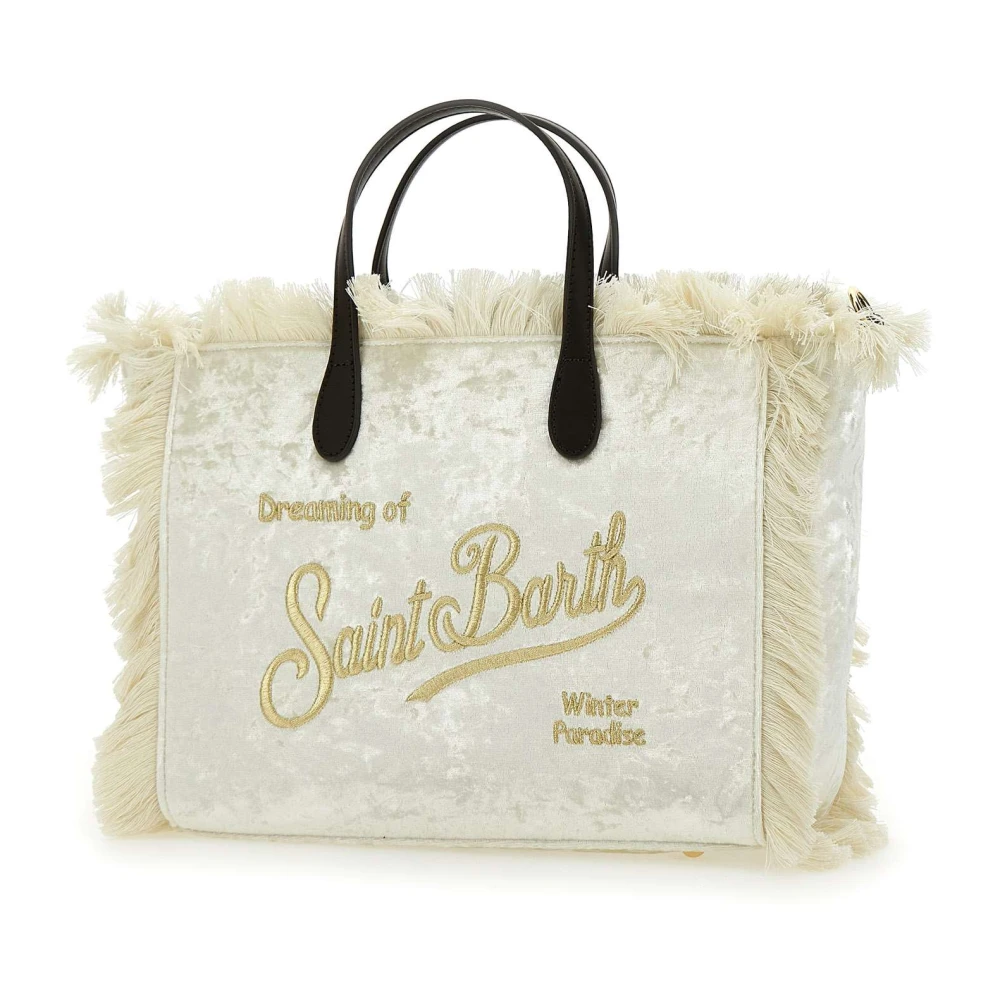MC2 Saint Barth Chenille Handtas met Leren Details White Dames