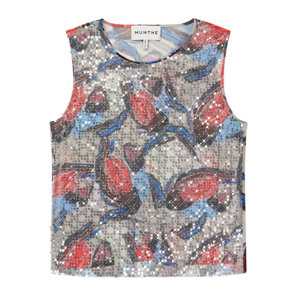 Munthe Elegante Mesh Top met Pailletten Multicolor Dames