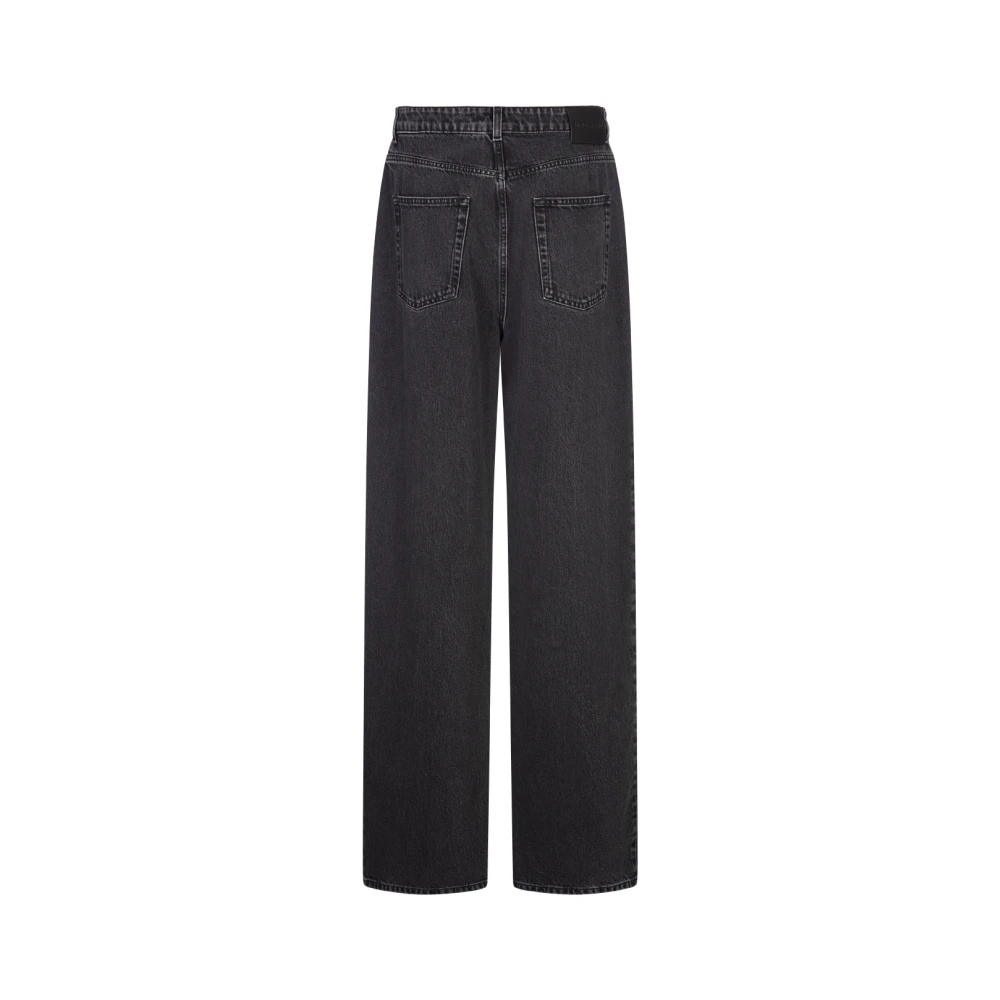 alexander mcqueen Zwarte Wide-Leg Denim Jeans Black Dames