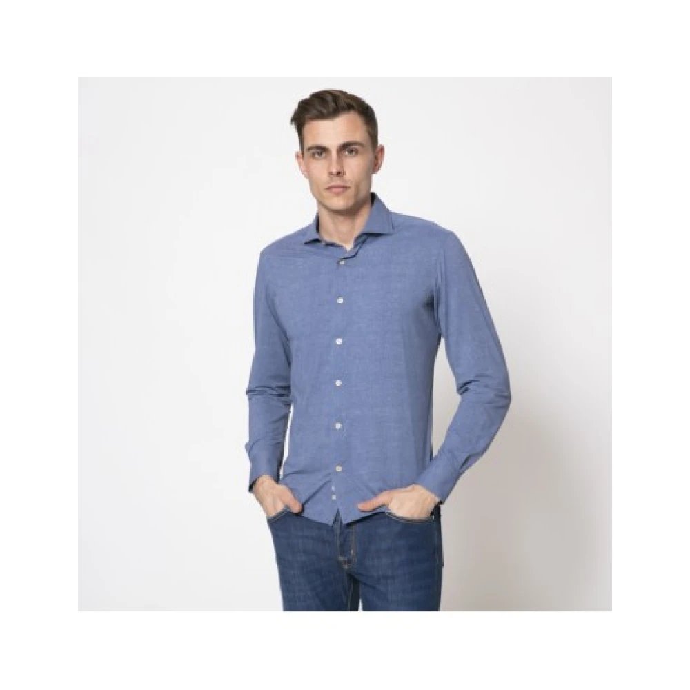 Orian Blauwe Vloeibare Overhemd Blue Heren