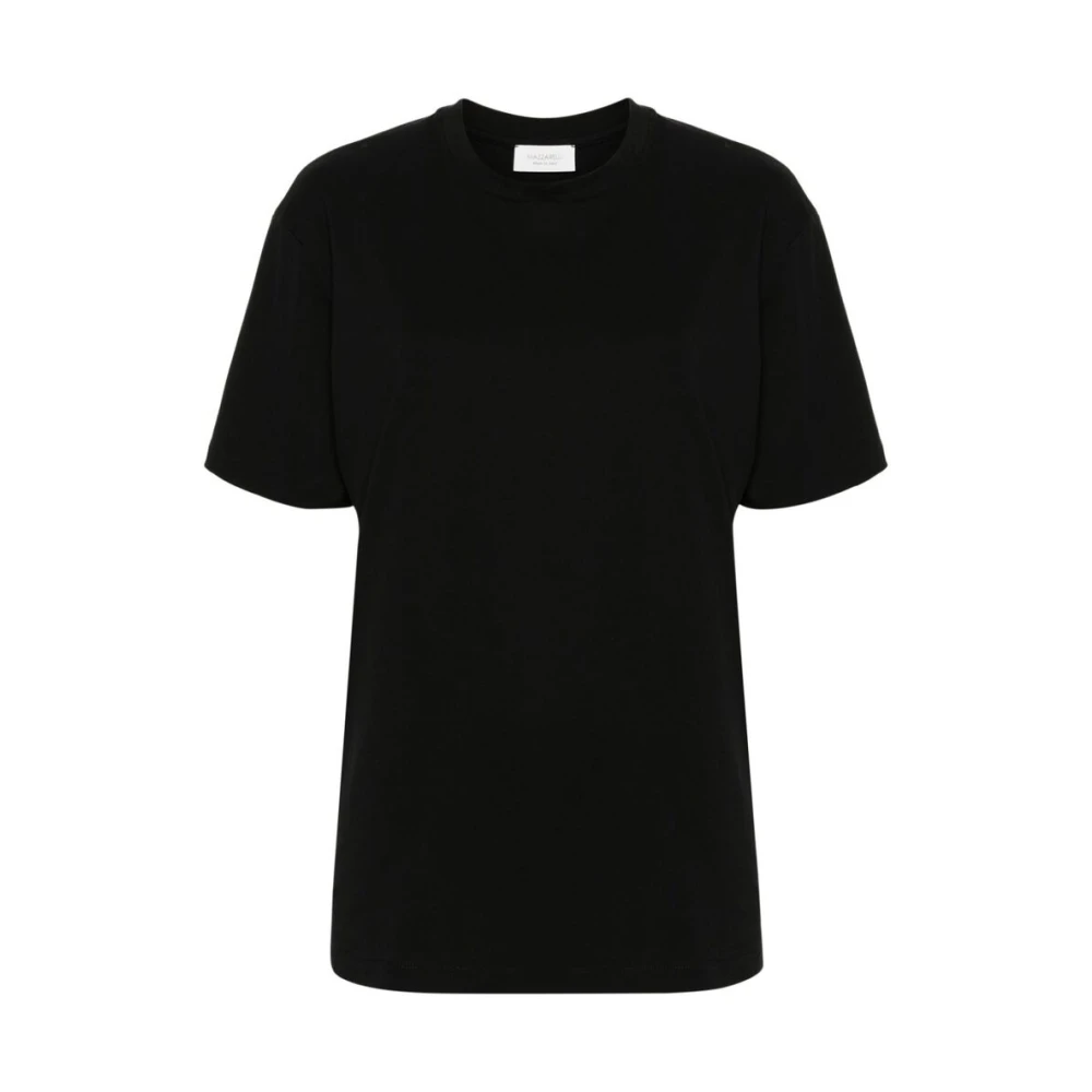 Mazzarelli Zwart Katoenmix Ronde Hals T-shirt Black Dames