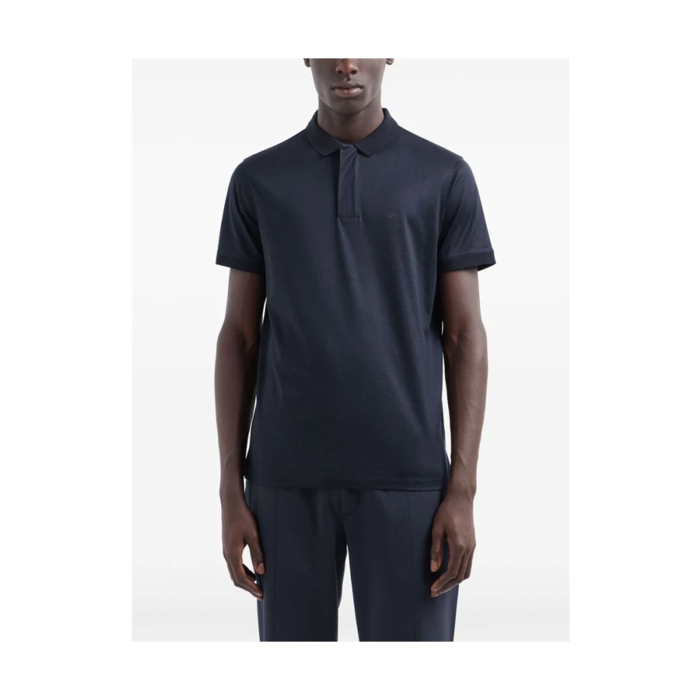 Emporio Armani Navy Blue Jersey Polo Shirt Blue Heren