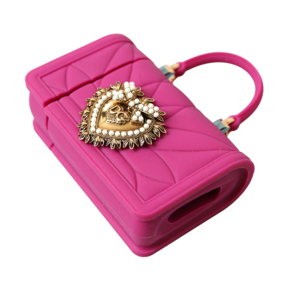 Dolce & Gabbana Gewatteerde Siliconen Mini Tas met Ketting Pink Dames