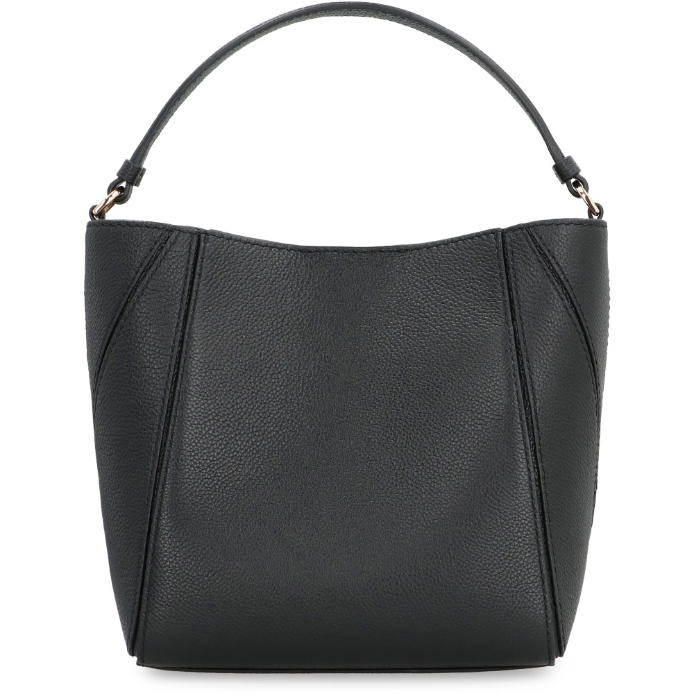 TORY BURCH Korrelig leren emmer tas met haak-en-oog sluiting Black Dames