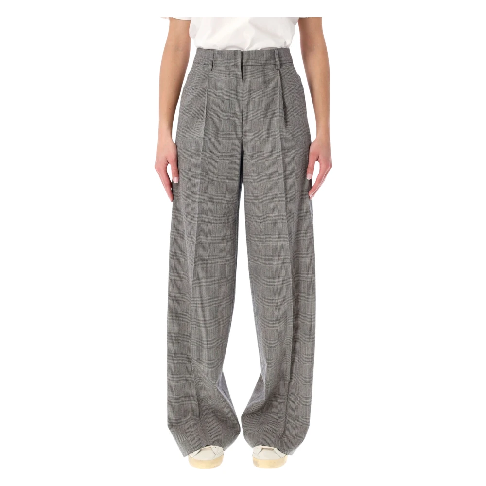 Golden Goose Vrouw Grijs Broeken Dames, L, Leer, Pant Prince Of Wales