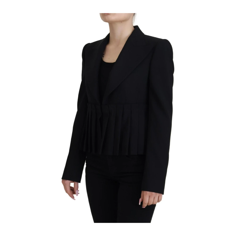 Dolce & Gabbana Black Pleated Waist Blazer - Female - Blazers - Xs - Jackets