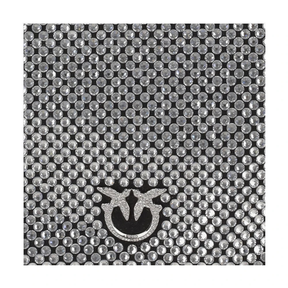 pinko Rhinestone Leren Schoudertas Black Dames
