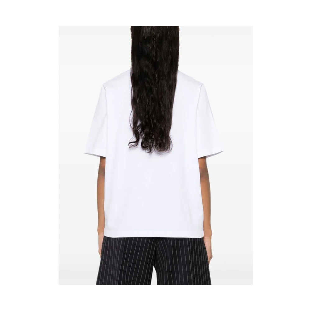 Maison Kitsuné Geborduurd Logo Katoenen T-shirt White Dames