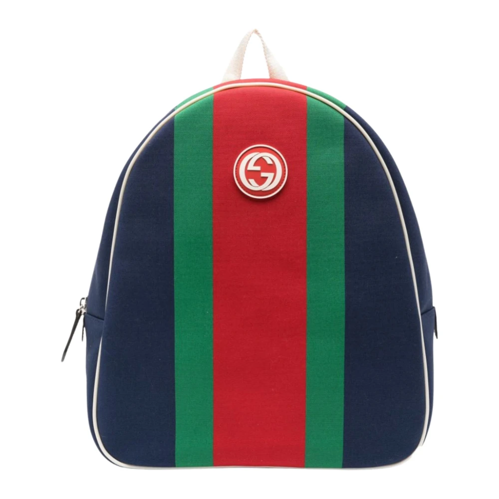 Gucci Barn Ryggsäck Navy/Grön/Röd Dubbel G Blue, Unisex