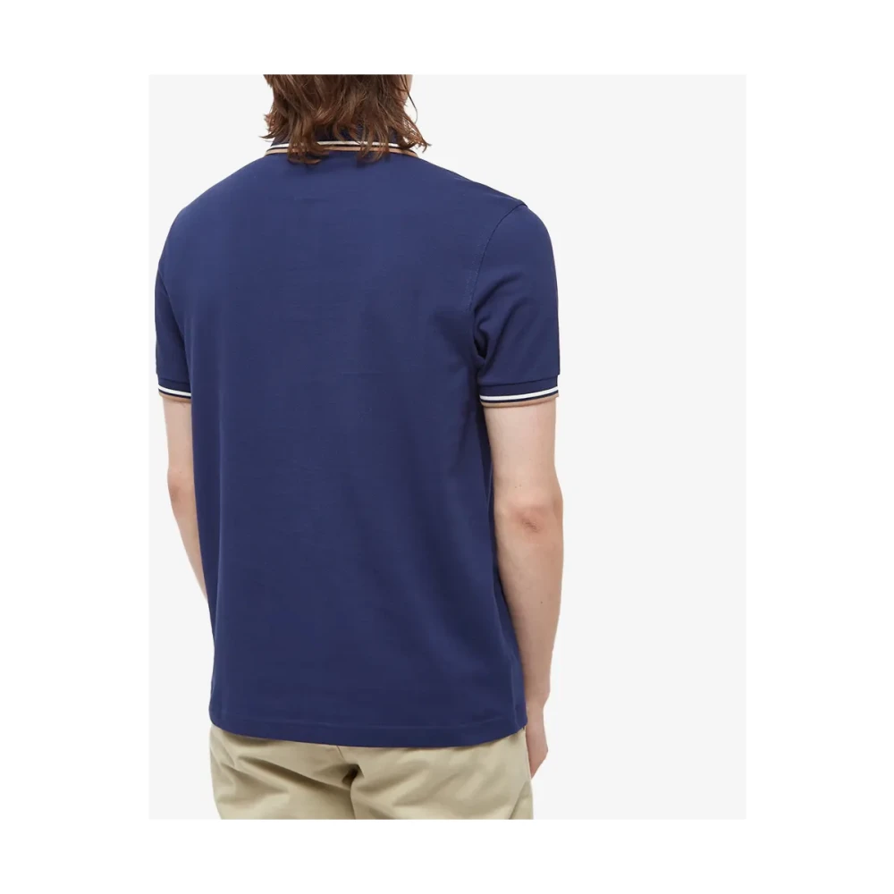 Fred Perry Slim Fit Twin Tipped Polo in French Navy Ecru Warm Stone Blue Heren