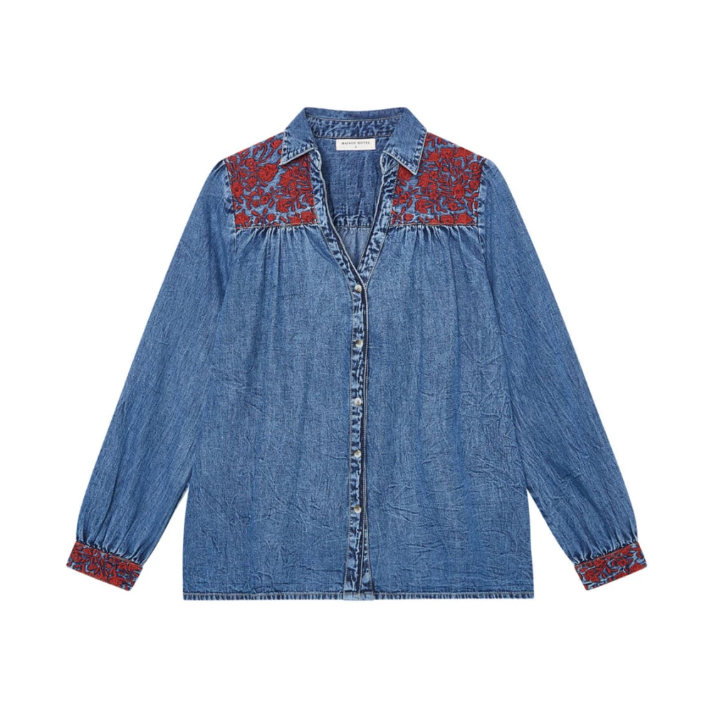 Maison Hotel Lange mouw Phoebe Blouse Blue Dames
