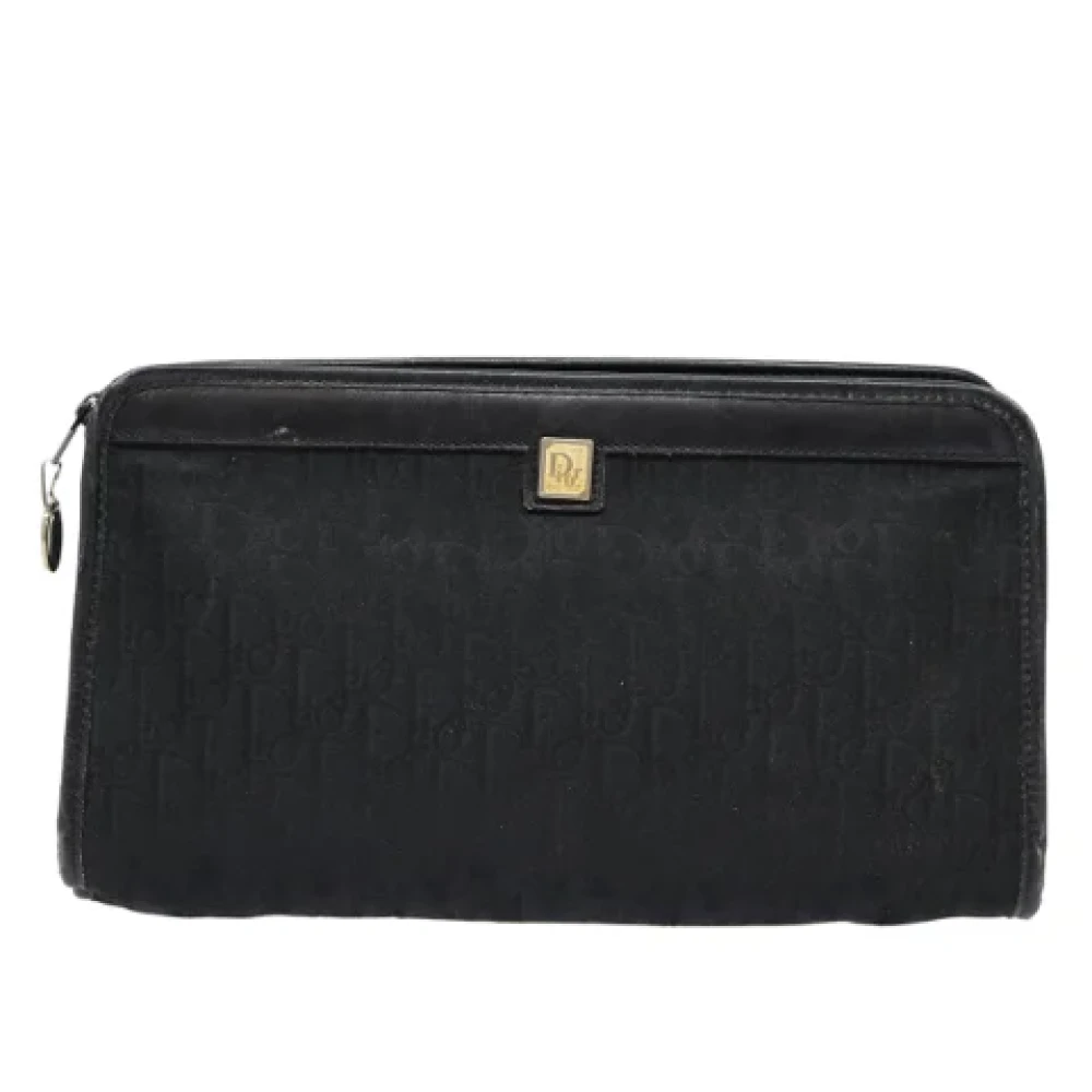 Dior Vintage Pre-owned Canvas clutches Black Dames