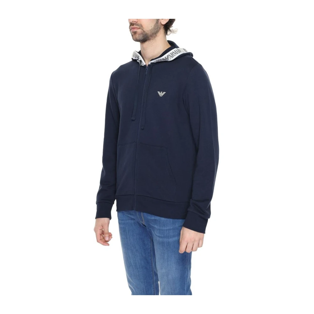Emporio Armani Katoenmix Hoodie Sweater Blue Heren