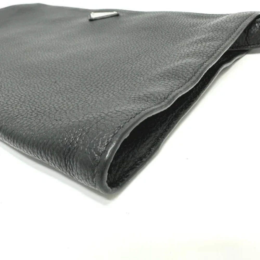 Prada Vintage Pre-owned Leather clutches Black Dames