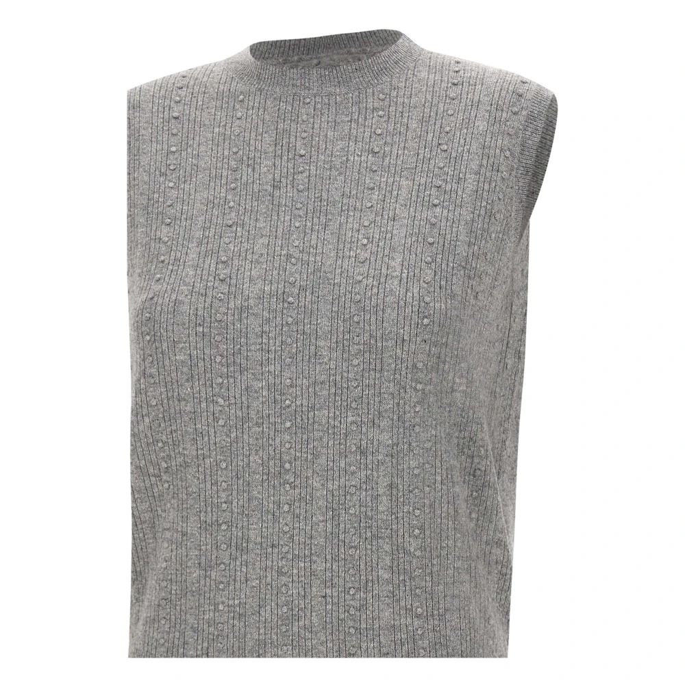 Fabiana Filippi Gestructureerde V-hals Sweater Gray Dames
