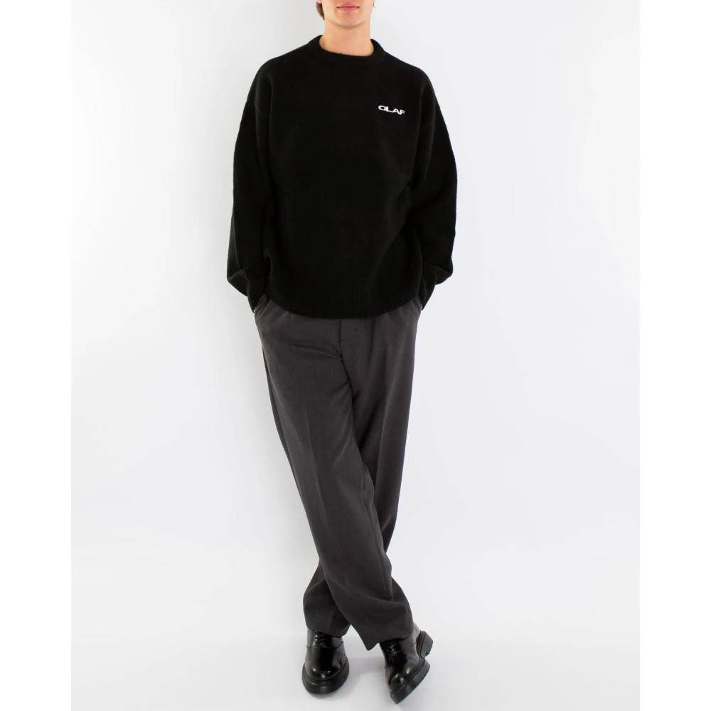 Olaf Hussein Gebreide Crewneck Trui Black Heren
