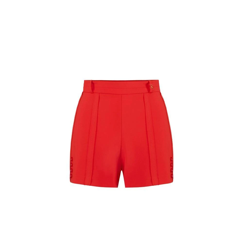 Elisabetta Franchi Red Lightweight Crêpe Shorts With Raw-Edge Finish - Female - Short Shorts - L - Shorts