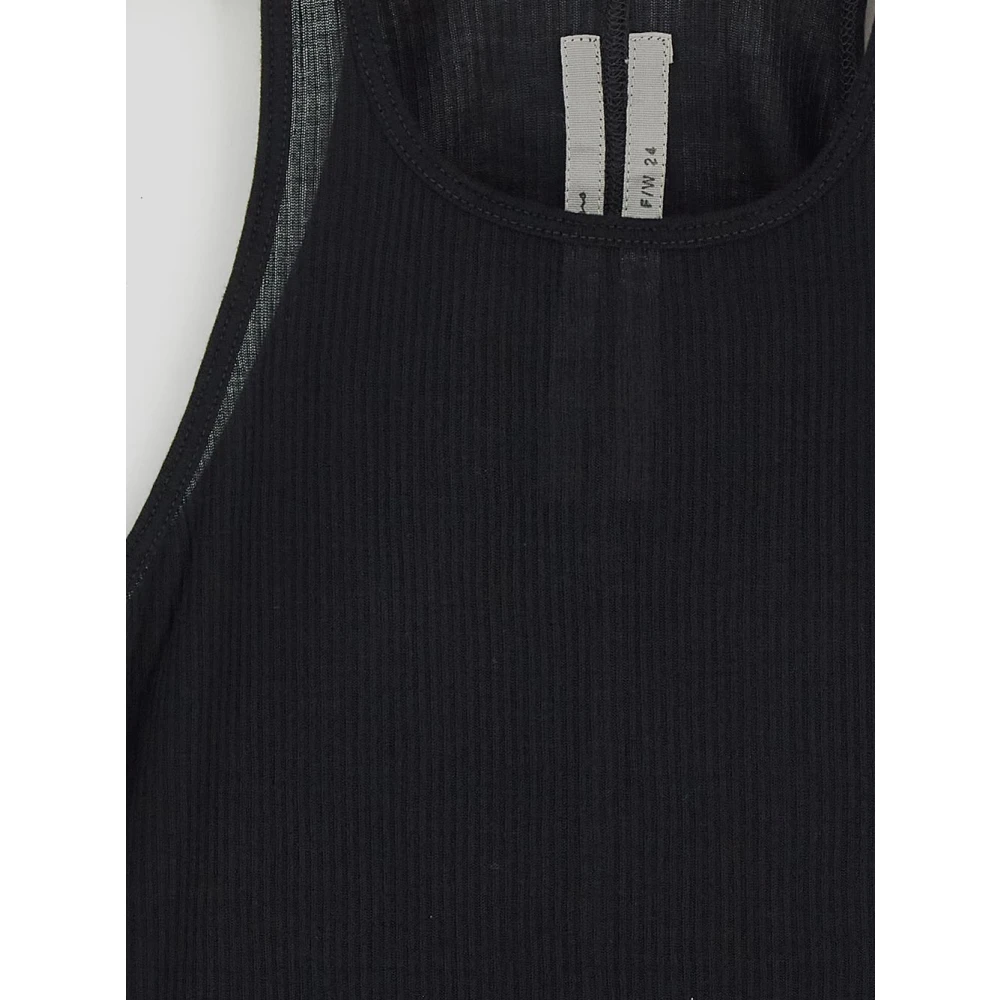 Rick Owens Geribbelde Tanktop Basic Viscose Black Dames