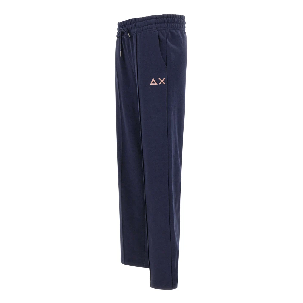 Sun68 Navy Blue Katoenen Jogger Broek Blue Dames